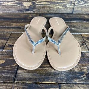 Women’s Silver Flip Flop Thong Sandal Size 8